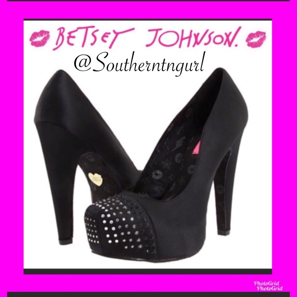NWOT BETSEY JOHNSON “ Majestee “ Bling Satin Heels/ Platforms